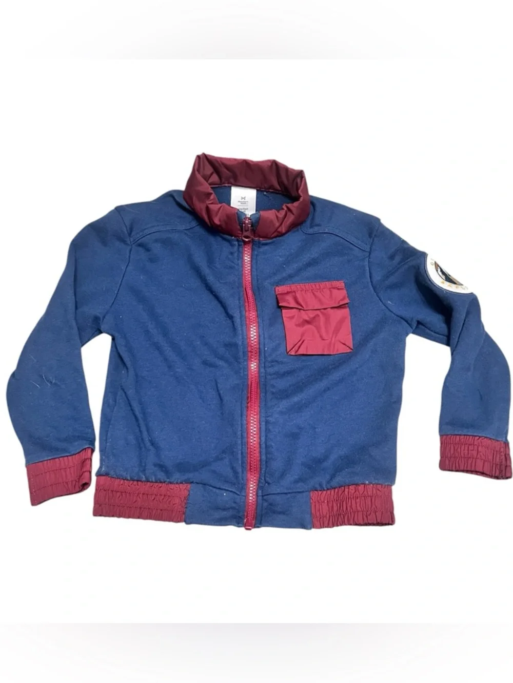Kids Navy and Burgundy Zip-Up Hooded Sweatshirt